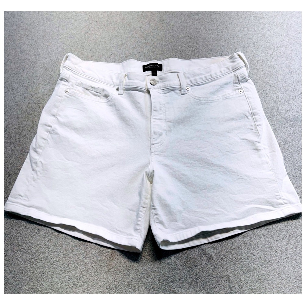 Banana Republic Women 12 Premium Denim White Jean Shorts Stretch 5 Pocket Casual